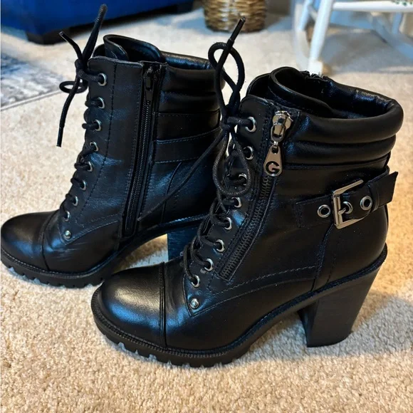 Guess Black Leather Heeled Boots - Picture 2 of 11